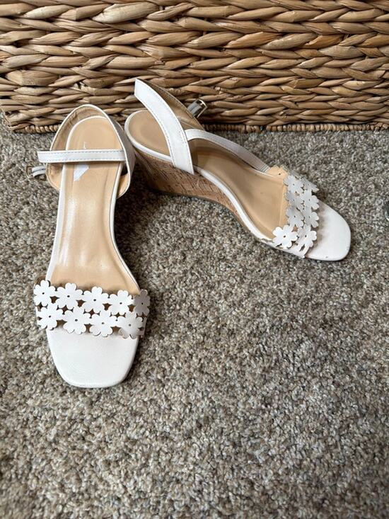 XOXO Shoes - XOXO white faux, leather sandal 8 657 wedge